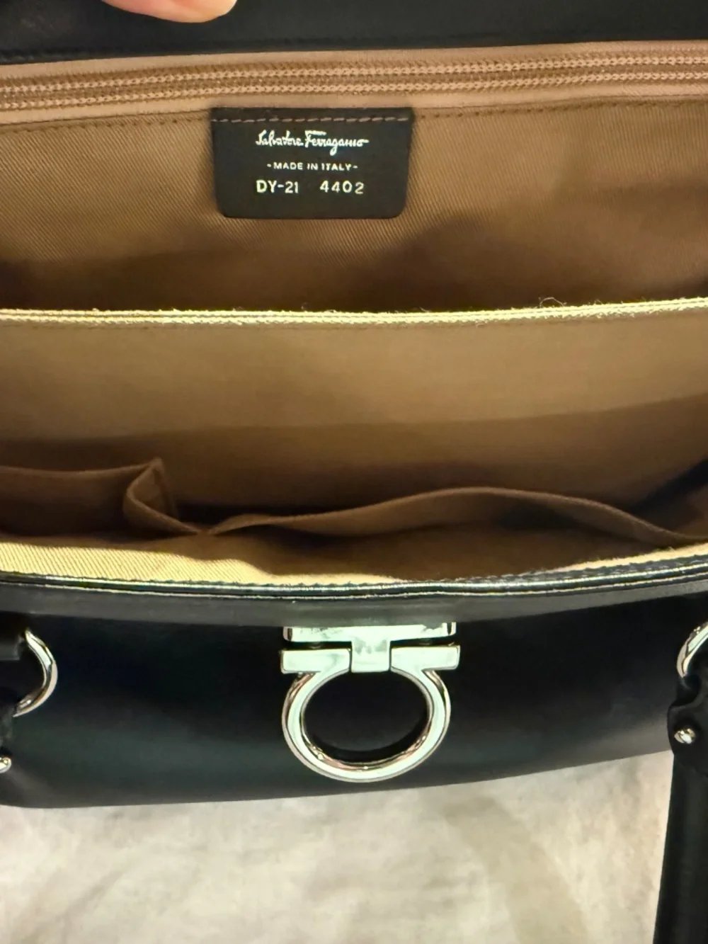 Salvatore Ferragamo Shoulder Bag with Gancini Clasp (Matching Wallet Included)